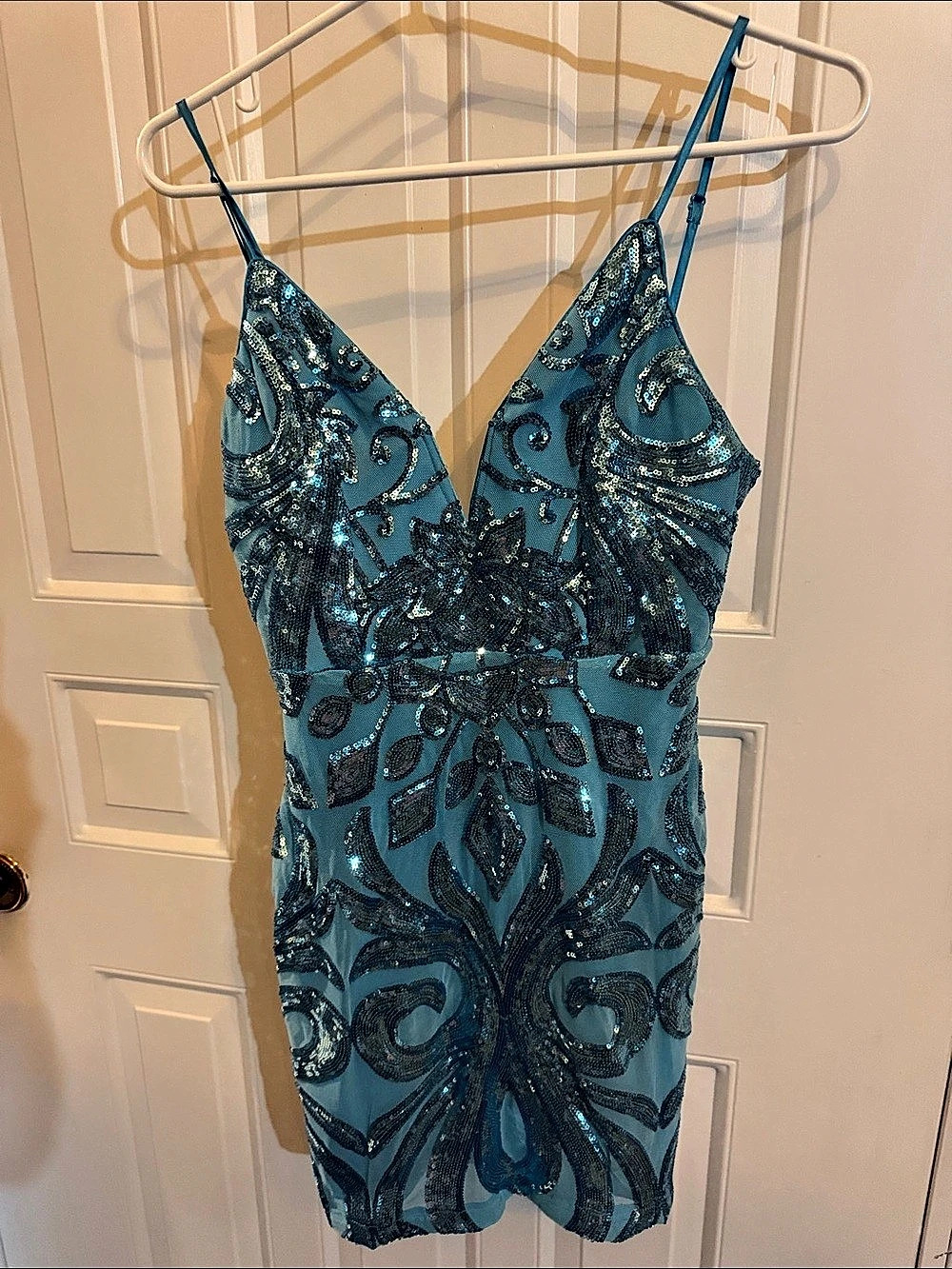Lulus Blue Sequin Mini Dress sz S